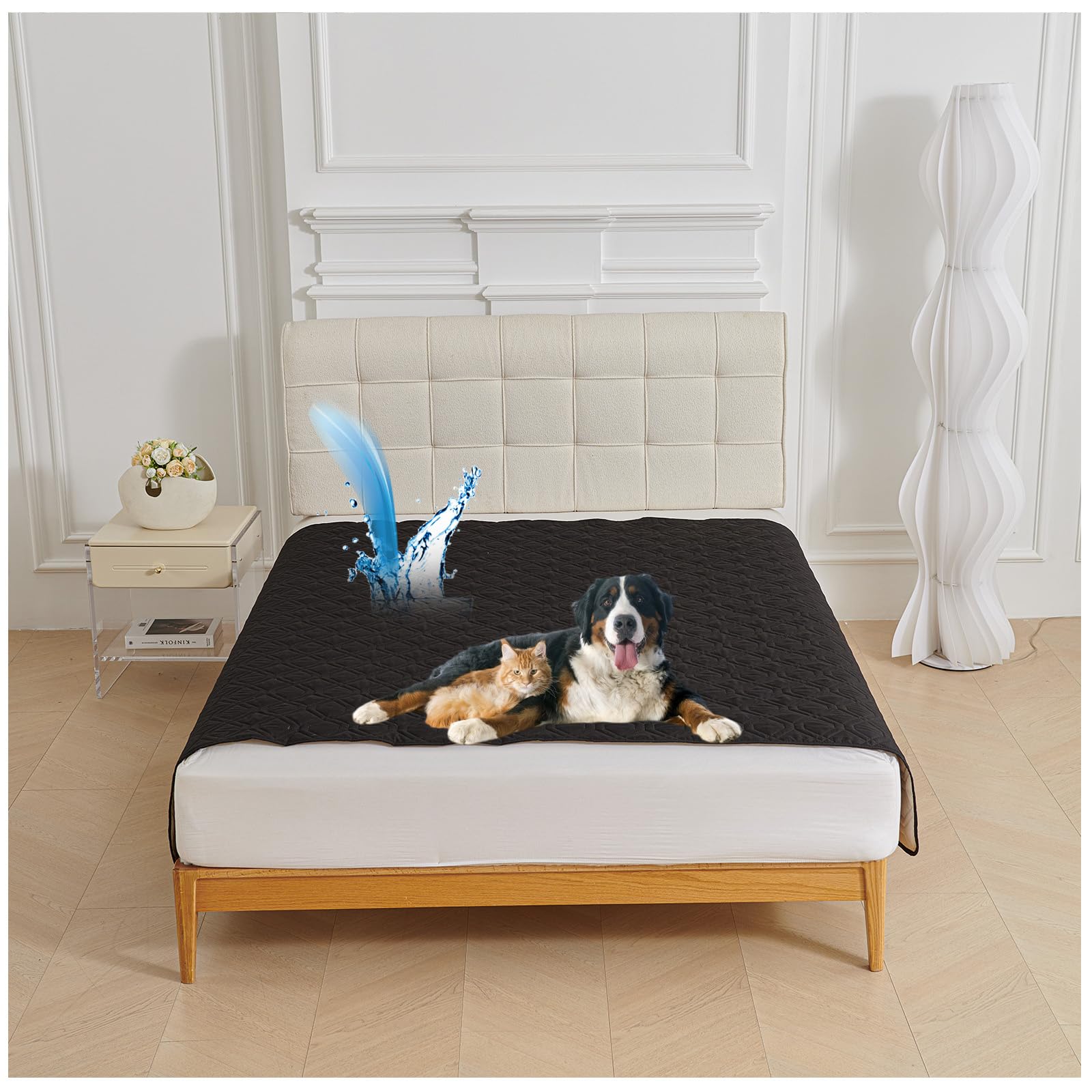 Manta para Perros Impermeable y Manta para Gatos Manta Suave Alfombrilla para Sofá Cama Protección De Mascotas Protector De Sofá Mantas Grandes (Negro,170x210cm)