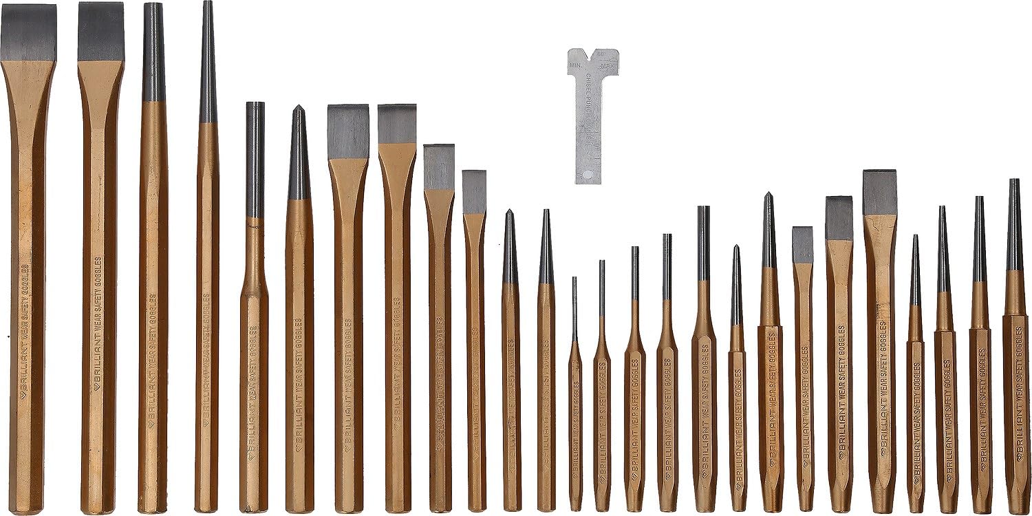 BRILLIANT TOOLS BT085030 Jeu de burins et de chasses, 28 pcs [Powered by KS TOOLS]