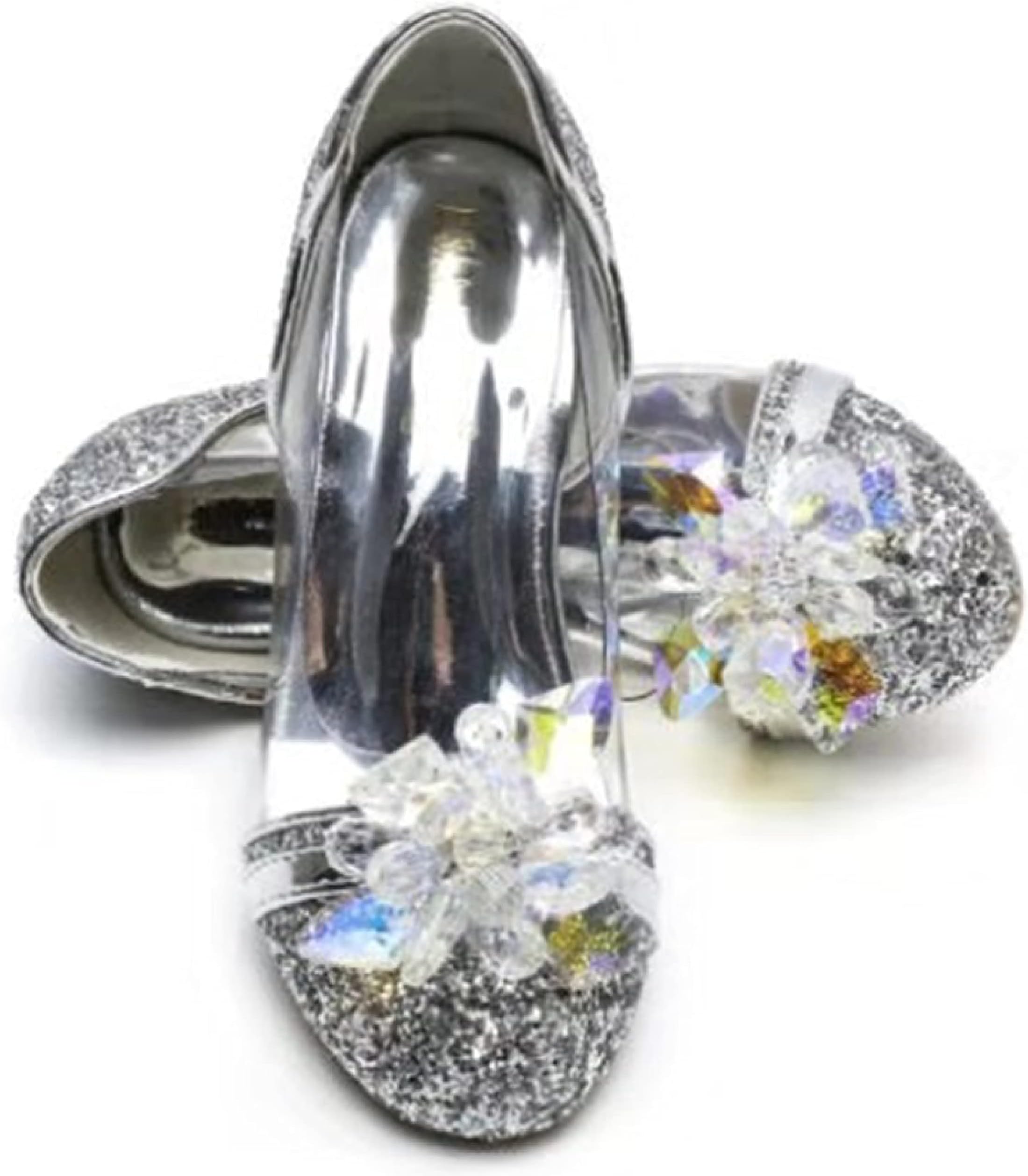 ELSA & ANNA Girls Snow Queen Princess Fancy Dress Up Party Shoes - 3cm Heel - Elsa Dress Up Shoes for Parties & Birthdays, Cosplay - Girls High Heels​​ (SIL15)