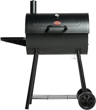 Char-Griller Barrel Pro Charcoal Grill with Charcoal Fuel, Adjustable Charcoal Tray, EasyDump Ash Pan, 785 Sq. In. Cooking Area, for Grilling & Smoking, Black