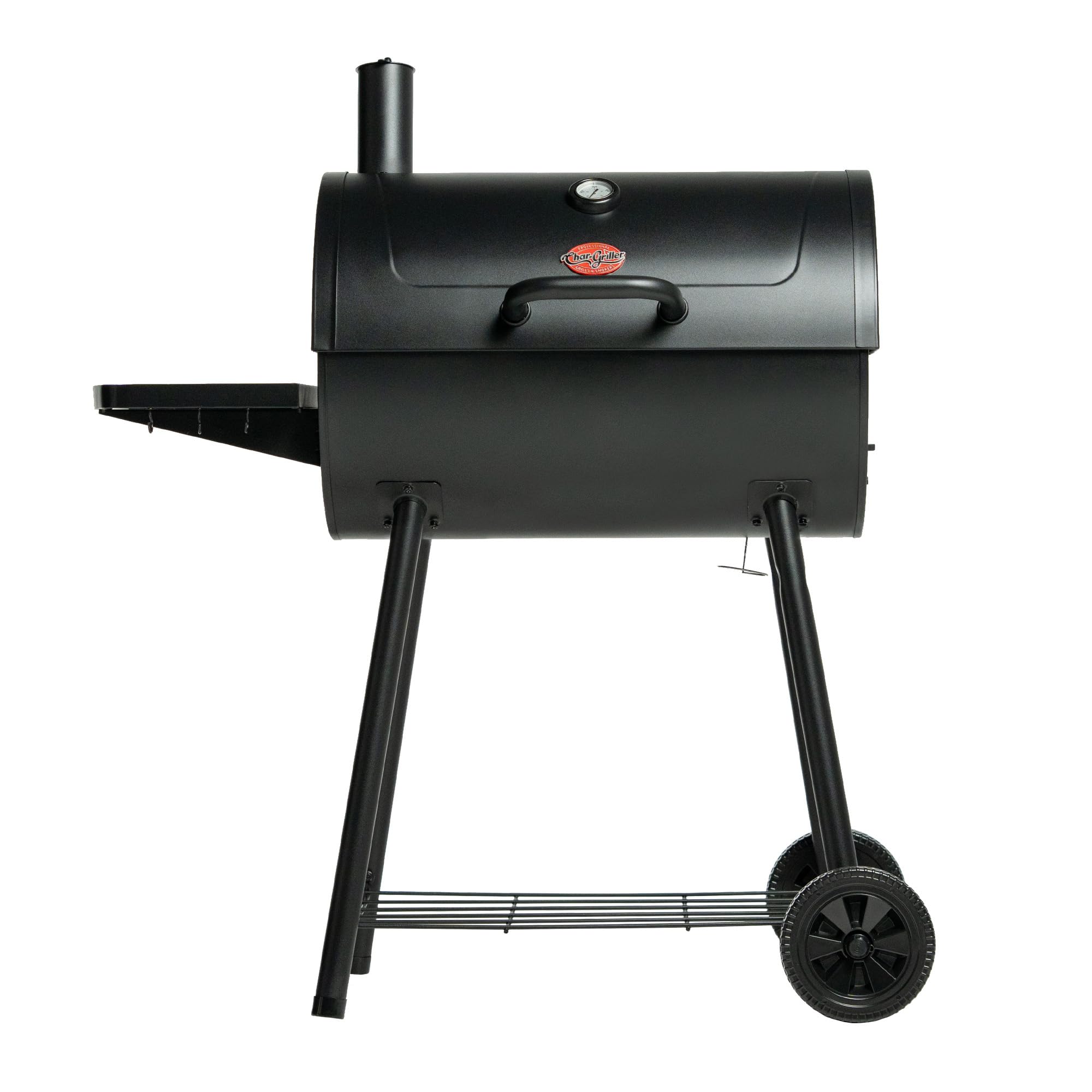 Char-Griller Barrel Pro Charcoal Grill with Charcoal Fuel, Adjustable Charcoal Tray, EasyDump Ash Pan, 785 Sq. In. Cooking Area, for Grilling &amp; Smoking, Black