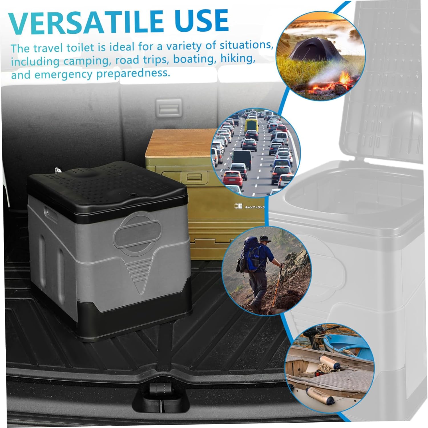 Portable Folding Toilet for Adults Compact Travel Toilet Comfortable Seat Easy Setup for Camping Road Trips Emergencies Lightweight Sturdy Design Supports Heavy Weights