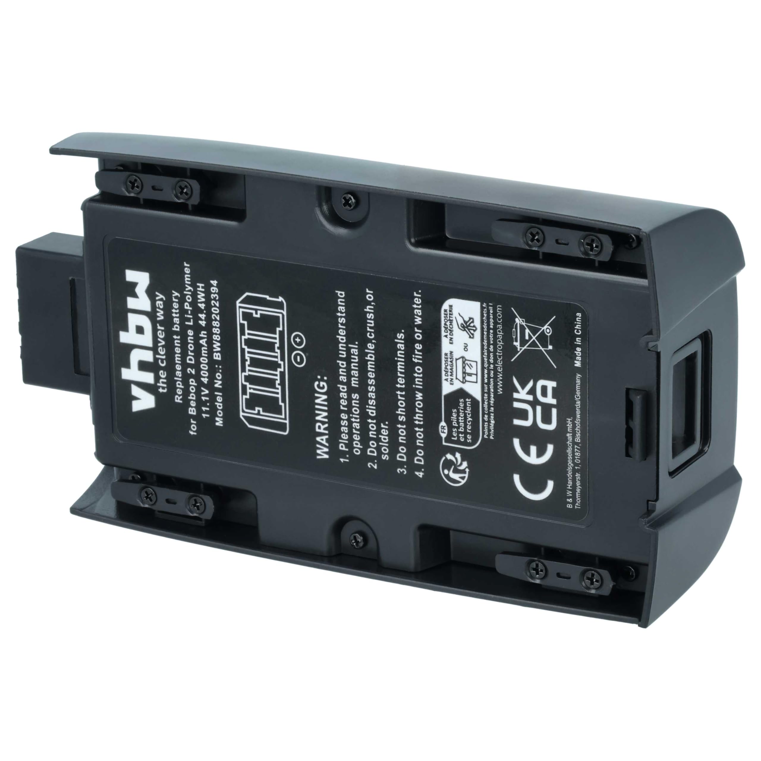 vhbw Batterie Compatible avec Parrot Bebop 2, 2 Pro Drone (4000mAh, 11,1V, Li-polymère)