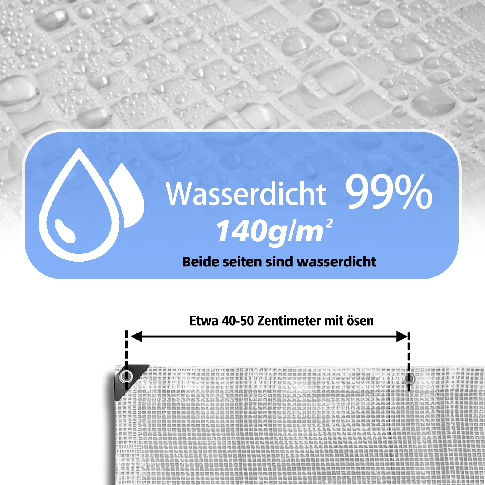 Afdekzeil, waterdicht, 4 x 4 m tentzeil, met ogen, vrachtwagen