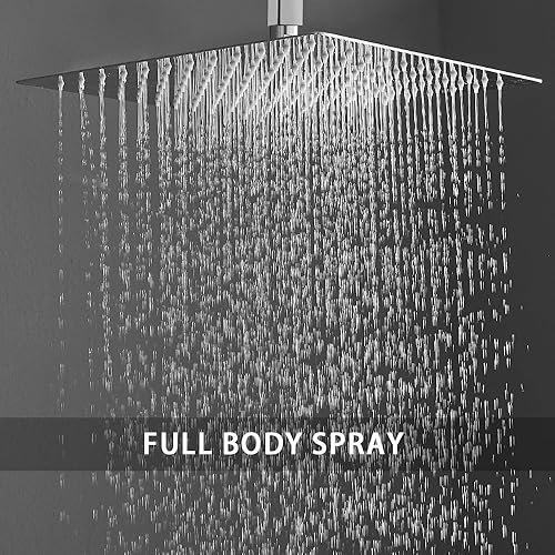 Miniatura 9 de Sistema de ducha de baño de níquel cepillado de 10 pulgadas, cabezal de ducha de lluvia de 10 pulgadas, montaje de techo con ducha de lujo de mano