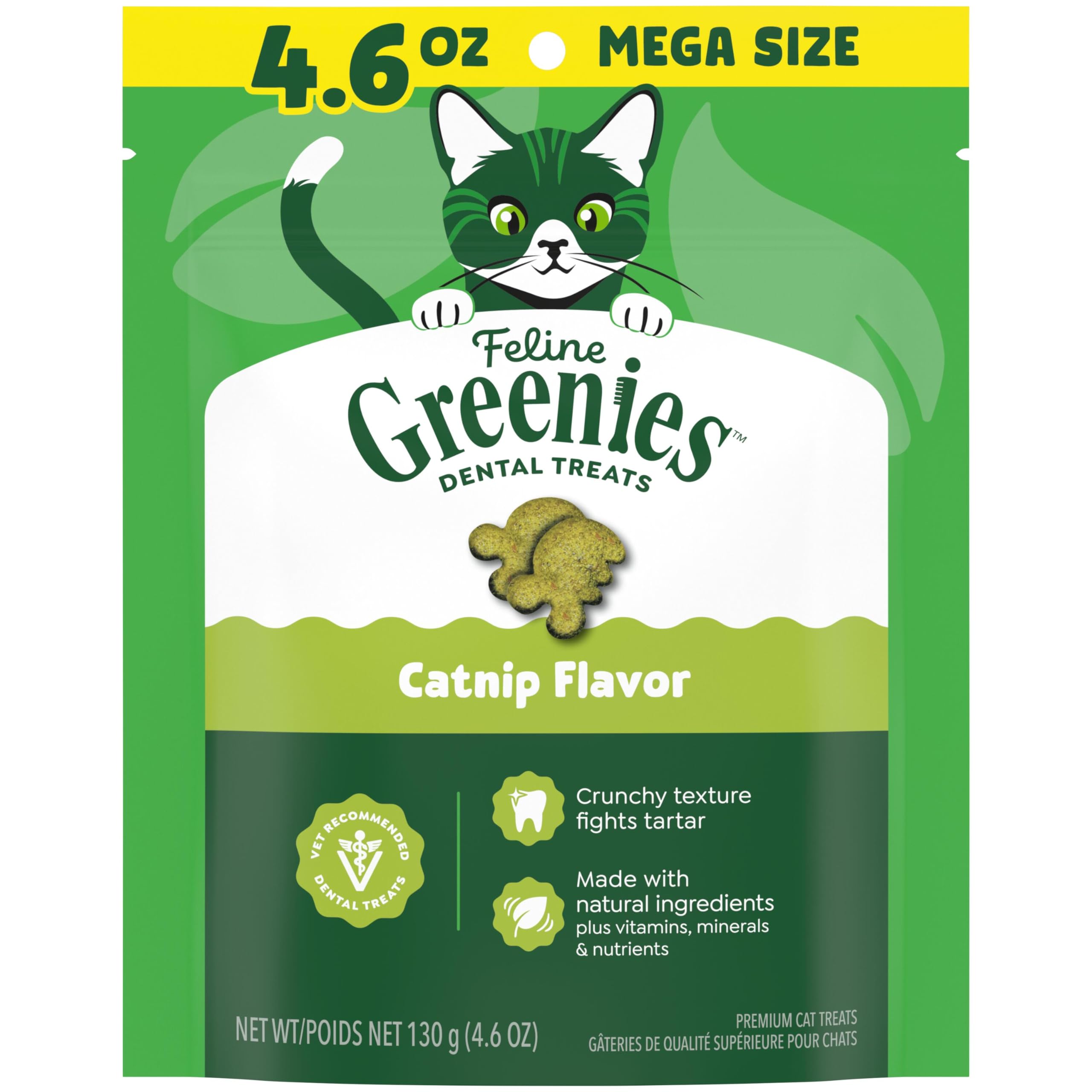 Greenies Feline Adult Dental Cat Treats, Catnip Flavor, 4.6 oz. Pack