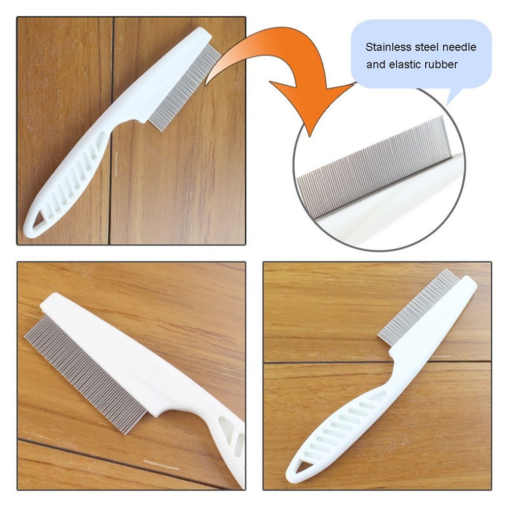 Peigne anti-puces, Profi anti-puces, acier inoxydable Pin Brosse de toilettage anti-puces Traitement propre Outils Pet fin/large Acier Petite, poux & poussière pour chat et chien, 18 x 4 cm