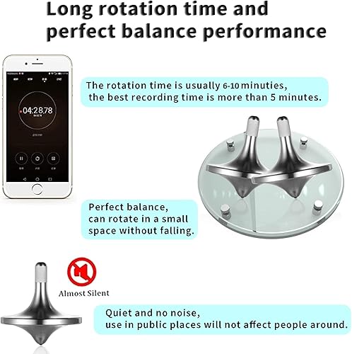 Miniatura 3 de Parte superior giratoria de acero inoxidable, exquisitos juguetes EDC de metal bien hechos, giro largo tiempo equilibrio perfecto, ayuda a aliviar