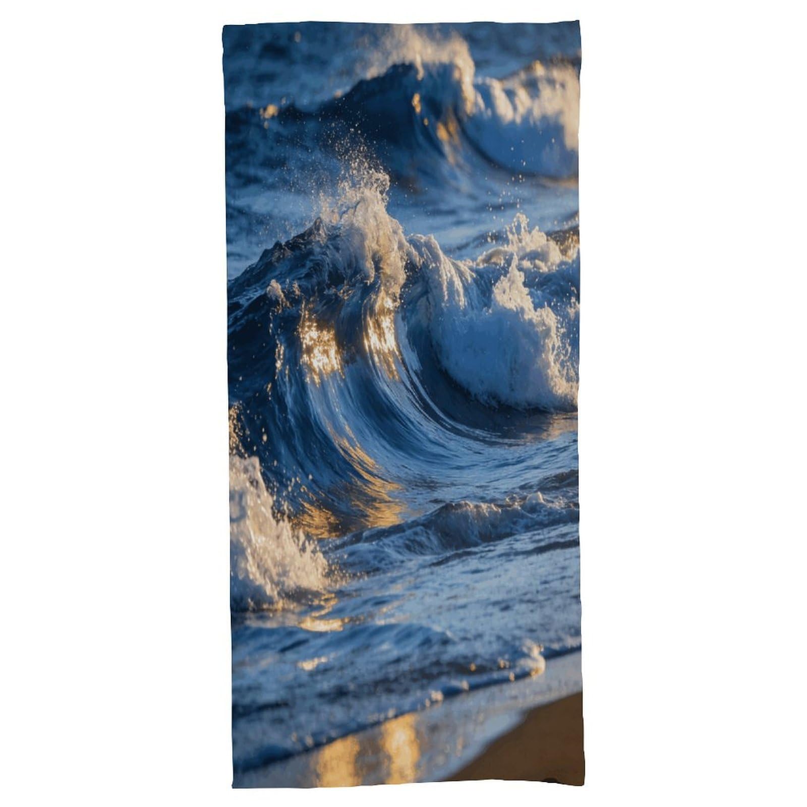 Fodpand Style Sea Wave Bath Towel, Highly Absorbent & Quick Drying Beach Towel, Compact & Lightweight Pool Towel For Bathroom, Beach, Pool, Gym, Spa, And Hotel Use