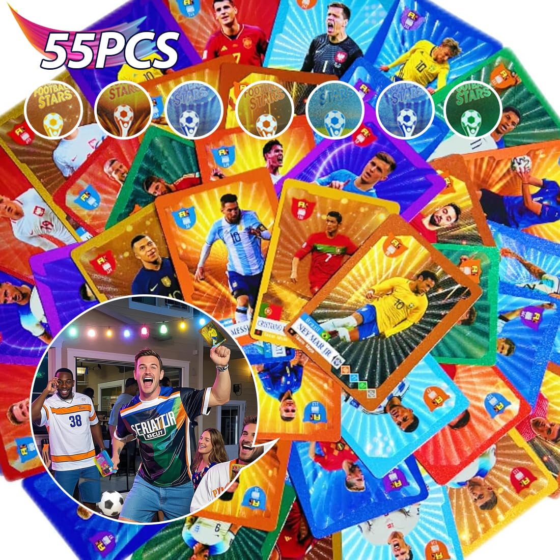 55 PCS Football Star Card, Liga de Campeones de la Tarjetas de Fútbol, Cartas de Fútbol,para Fanáticos, Niños y Adultos