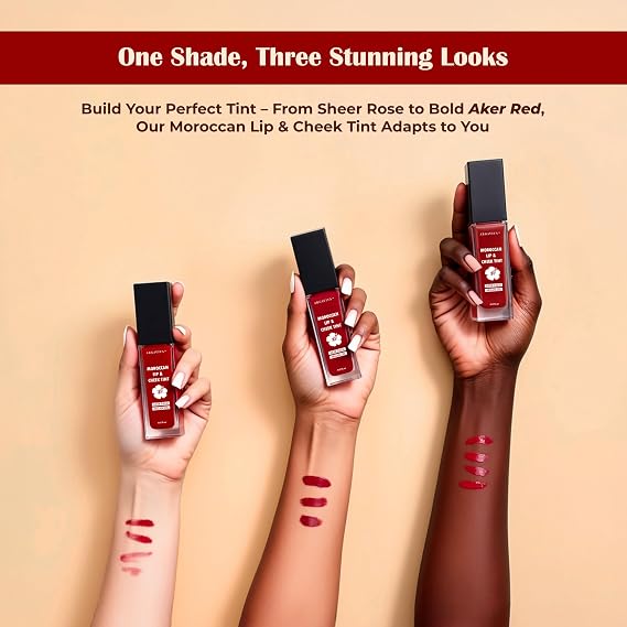 Aker Fassi Tinted Lip Stain and Cheek Tint with Argan Oil Lightweight Lipstain for Natural Glow, Moisturizing Color, Long-Lasting Lip Tint Stain, and Plant-Based Beauty