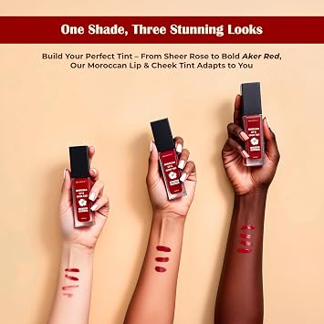Aker Fassi Tinted Lip Stain and Cheek Tint with Argan Oil Lightweight Lipstain for Natural Glow, Moisturizing Color, Long-Lasting Lip Tint Stain, and Plant-Based Beauty