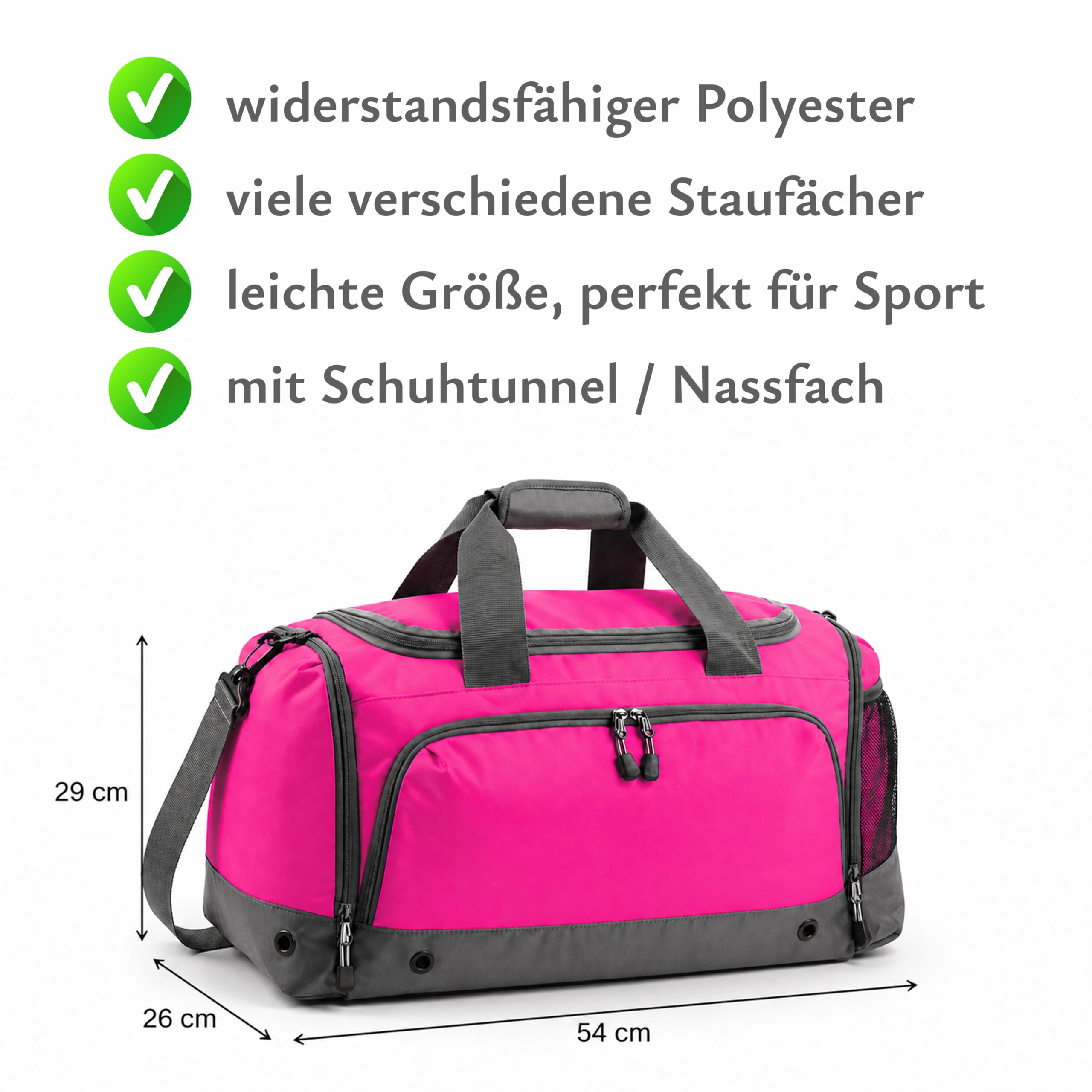 Sporttasche PINK mit Name personalisiert für Kinder & Erwachsene | Individuell bedruckt mit Wunschmotiv, Kleine Reisetasche, Schulsport Schwimmtasche Geschenk Einschulung Schulanfang