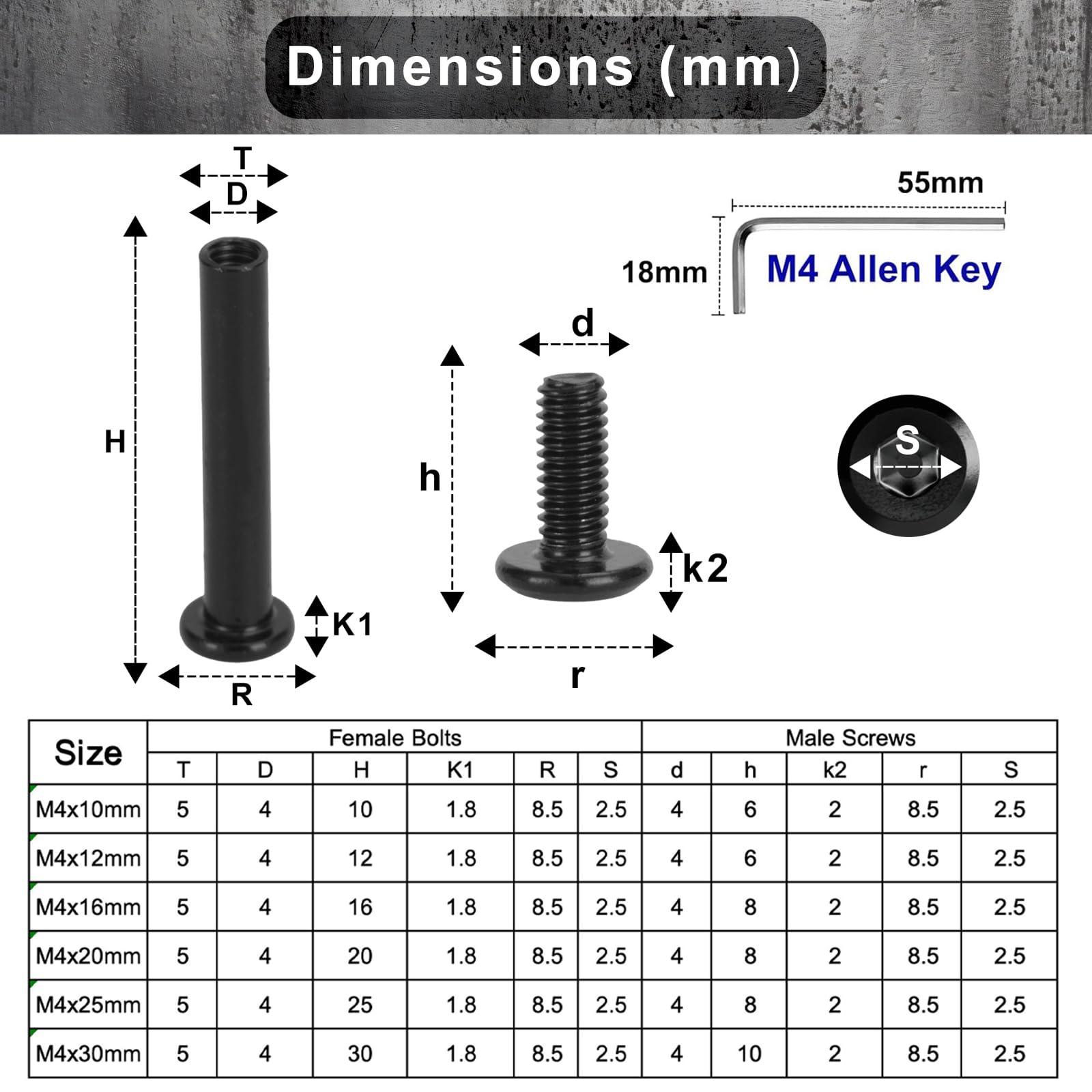 25 Paia Viti Di Collegamento M5x12mm In Acciaio Inox A2 - Nero Dacromet Per Mobili E Armadi - Foto 9