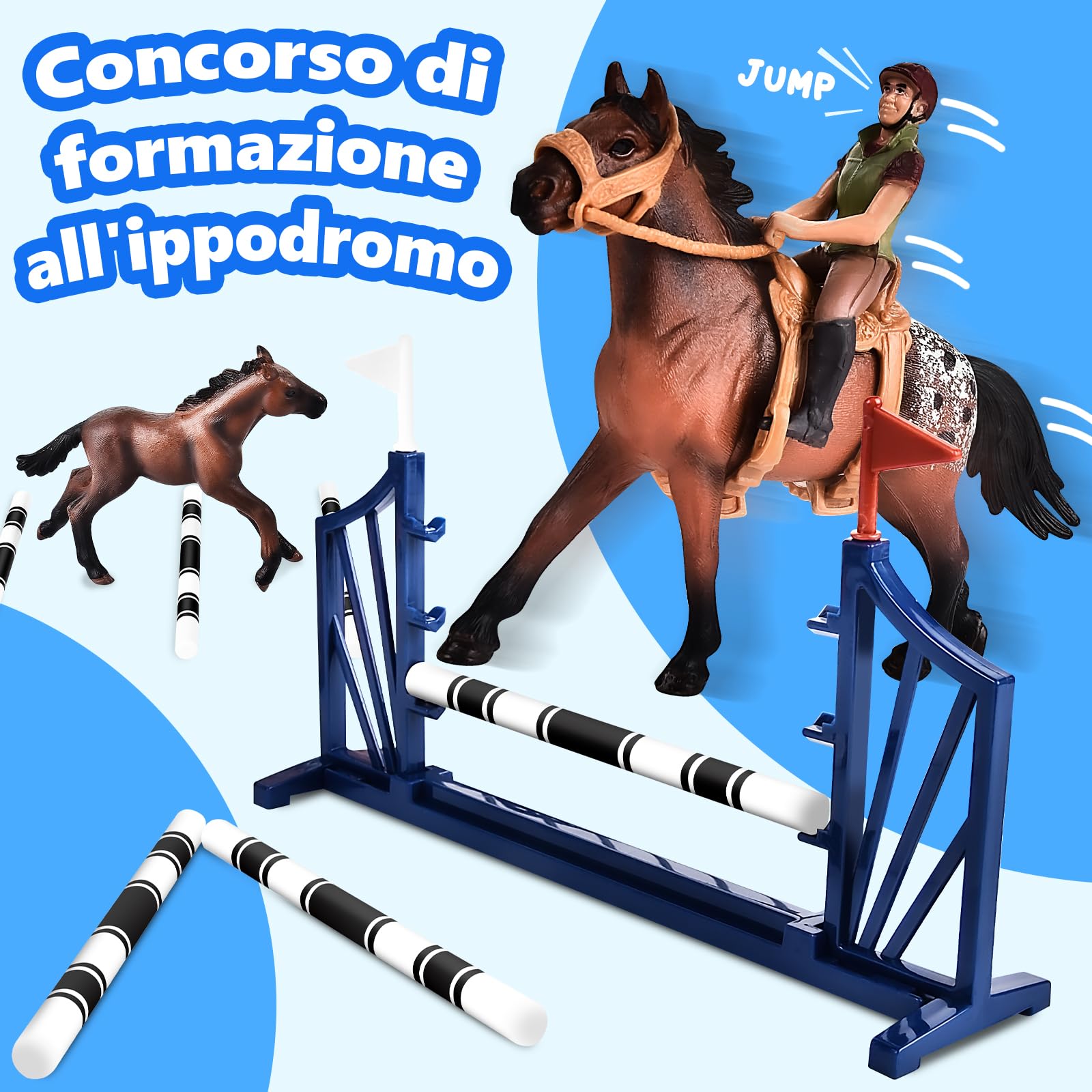 Herenear Cavallo Giocattolo Fattoria Set Con Recinto Figurine, 55 Pezzi Stabile Scuderia Cavalli, Stalla E Fienile, Regali Di Natale E Compleanno Per Bambini