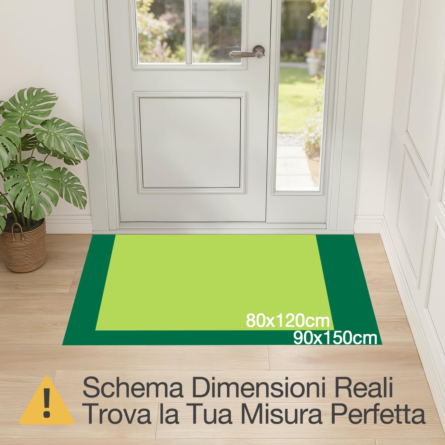 LUMI Tappetino per Porta Lavabile Interno 90x150 cm, Antiscivolo con Fondo in Gomma, Assorbente per Polvere, Per Ingresso, Grigio