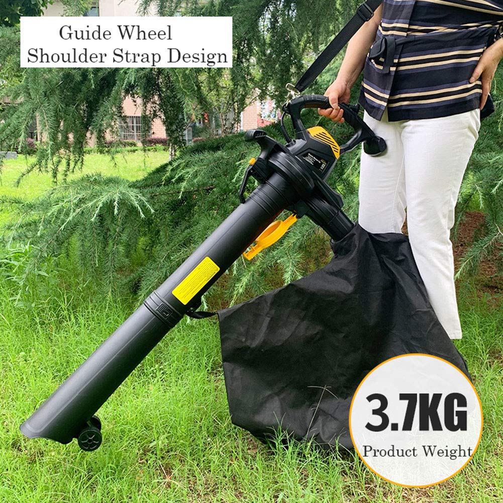 Poderoso Soplador de Hojascon Velocidad Variable,Soplador de Hojas Eléctrico con Cable y Triturador,Soplador/Aspiradora 2 en 1para Garaje Jardín y Patio