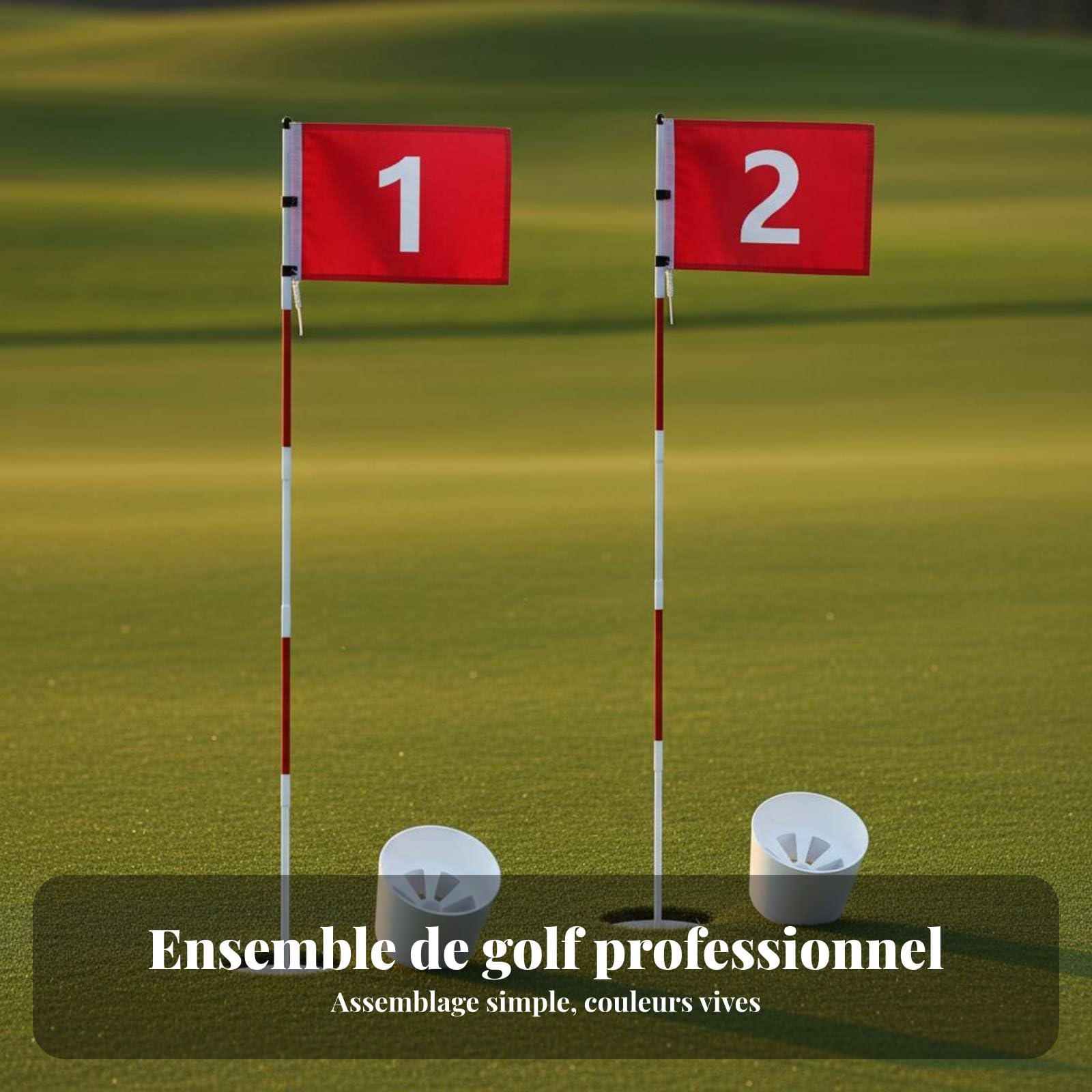 Banrín Golf con Poste smontable y Banra Nylon para Almacenamiento Compacto y Práctica Putting en Casa