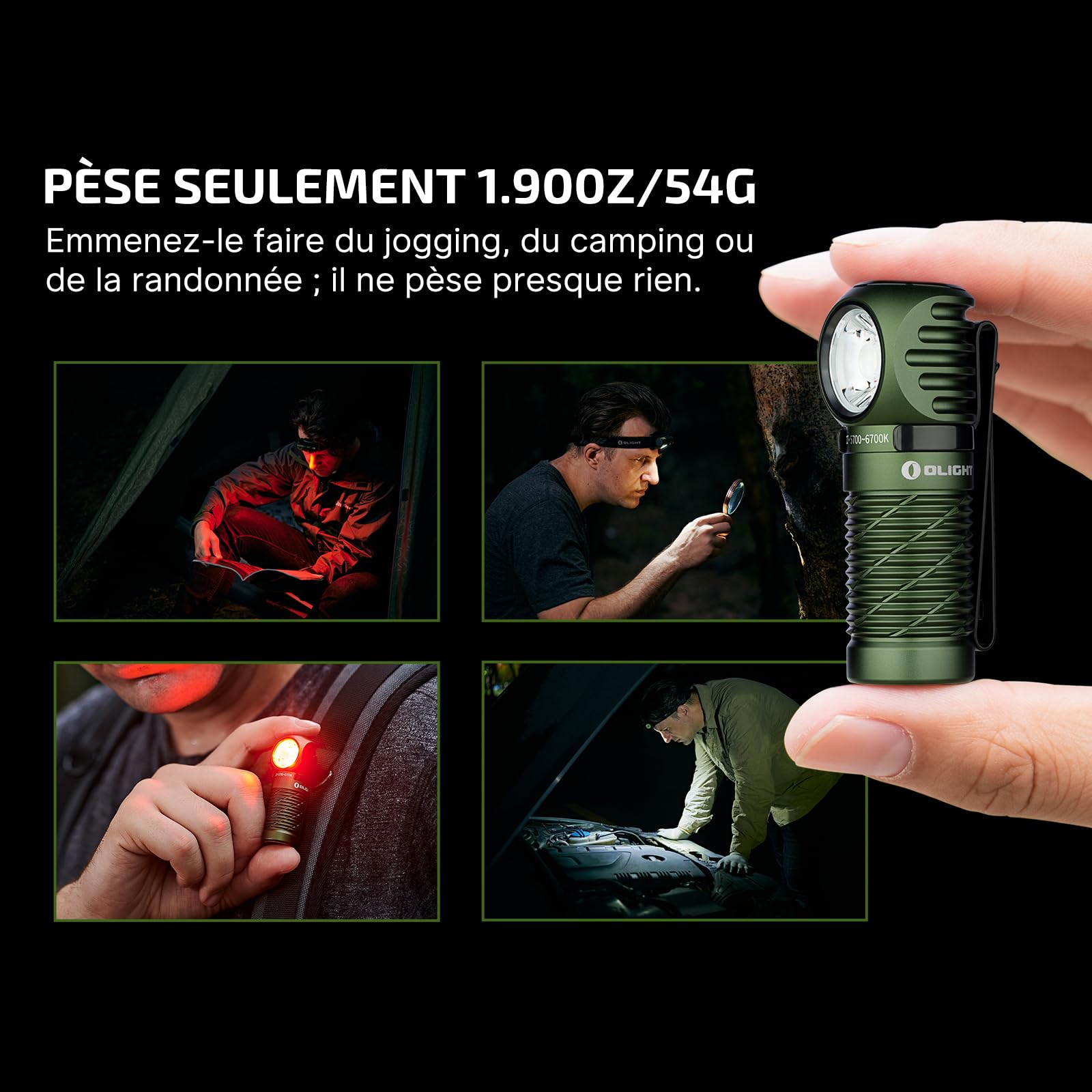 OLlGIGHT Perun 2 Mini - Lampe Frontale Rechargeable 1100 Lumens Ultra Puissante Pour Randonnée Et Camping