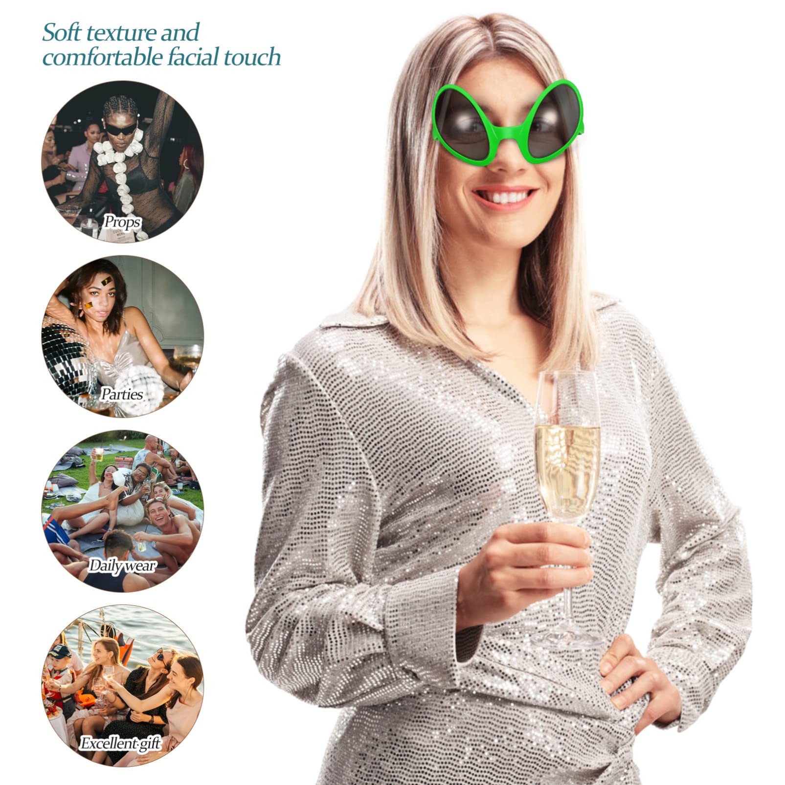 NUOBESTY 4 pezzi divertenti occhiali alieni occhiali da sole decorativi per feste di cosplay party favors carnevale