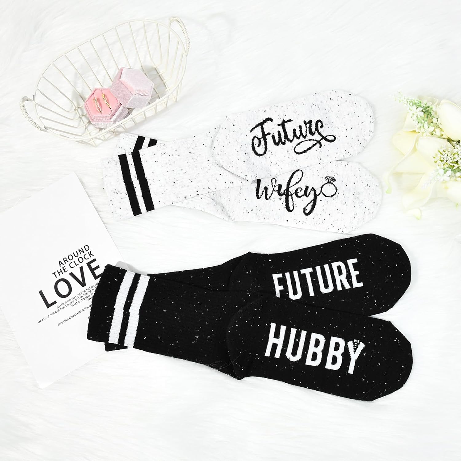 Engagement Gifts for Couples 2025, Couple Socks Bride and Groom Socks, 2 Count, Black, One Size - Image 9