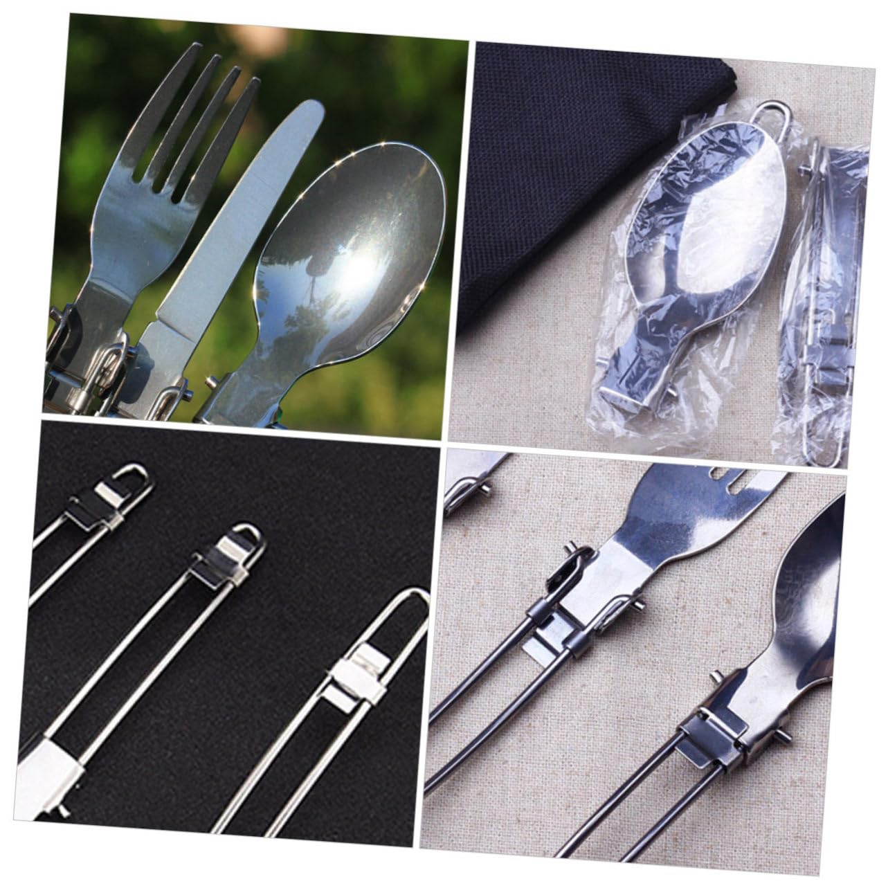 UPKOCH 4 Set posate pieghevoli cucchiai posate in acciaio inossidabile Forche in acciaio inossidabile singole di stoviglie forchette pieghevoli Silver