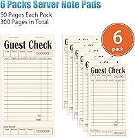 Vista 2 de Libros de cheques de invitados para servidores, bloc de notas de servidor, paquete de 6, papel de color natural, bloc de notas para camarera