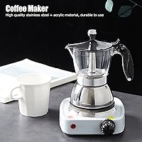Vista 4 de Qiilu Cafetera de acero inoxidable para 4 tazas, para estufa, cafetera, suministros de cocina