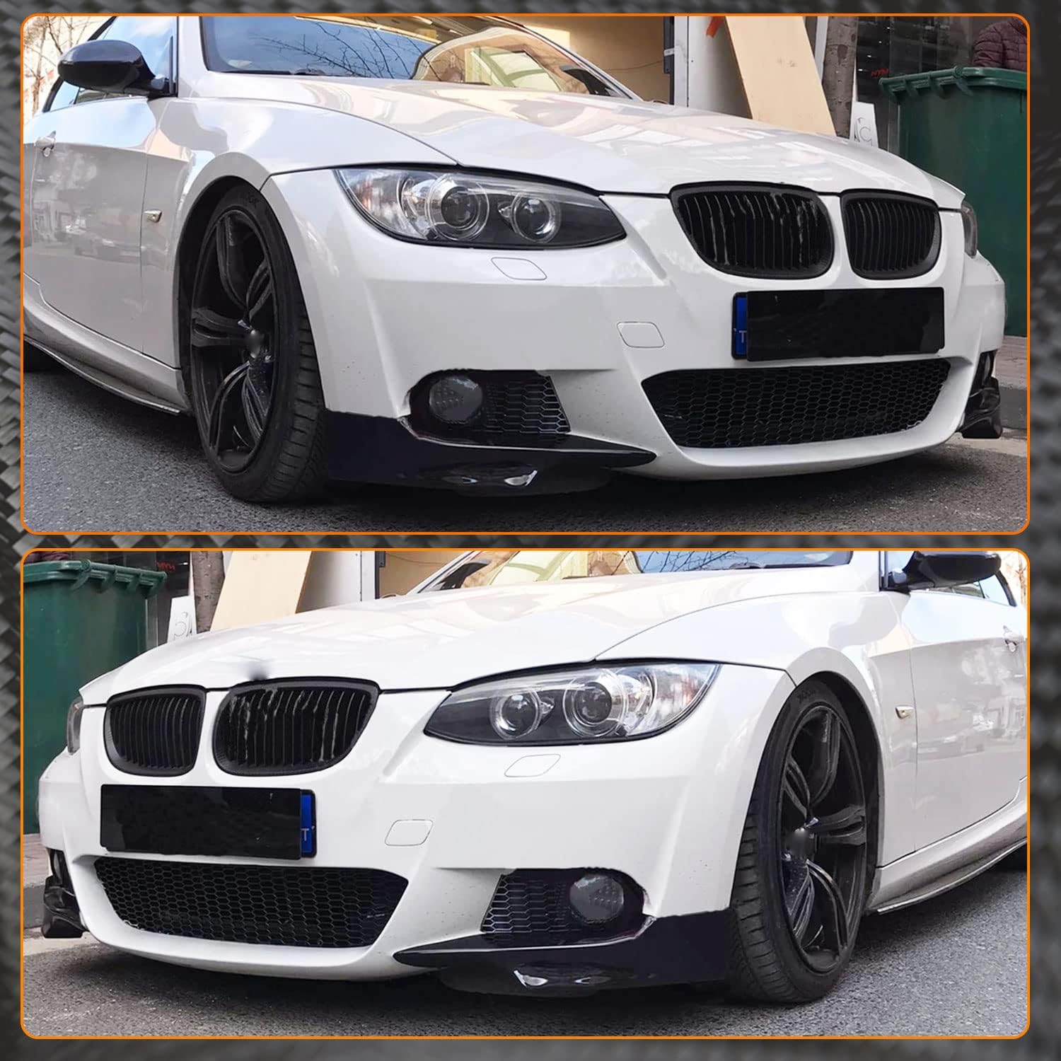Carbon Fiber Front Bumper Splitter Fits for BMW 3 Series E92 E93 M Sport 320i 325i 328i 330i 335i M-tech 2Door 2007-2010 Factory Outlet CF Upper Spoiler Winglets Vents Cover Cupwings Flaps