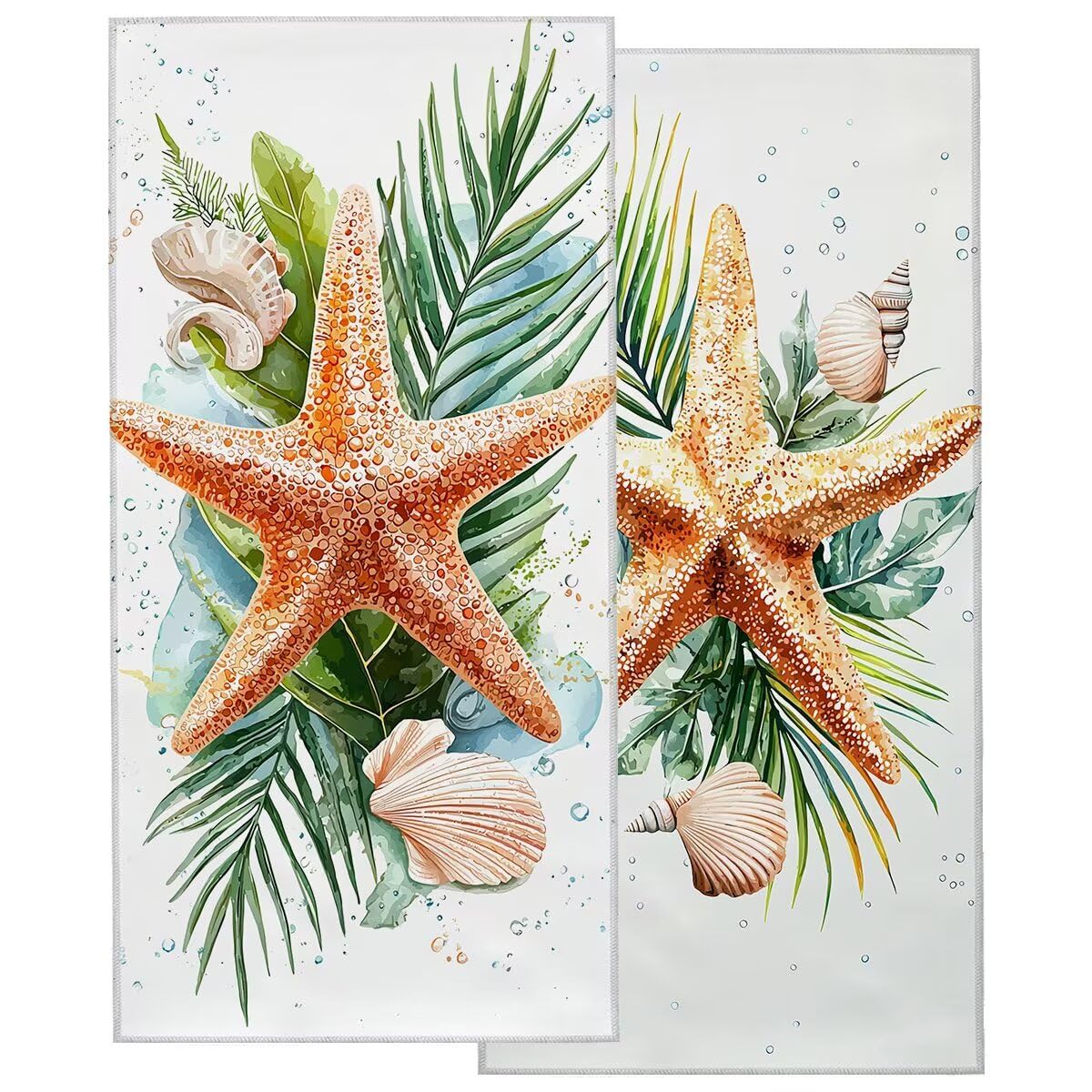 Telo Mare Microfibra, Telo Mare Grande 100x200cm 2 Pezzi, Asciugamano Palestra Donna Asciugatura Rapida, Antisabbia Asciugamano Microfibra, Leggero Asciugamani Palestra, Regalo (Stella marina) -4278