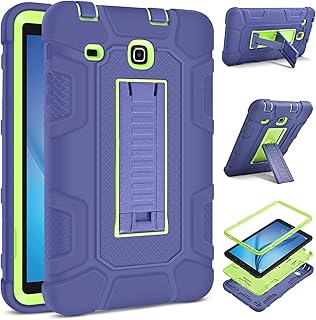 DETUOSI Shockproof Case for Samsung Galaxy Tab E 8.0" 2016 (SM-T377A/ T377V/ T378), 3-Layers Hybrid Heavy Duty Armor Multi-Angle Kickstand Protective Cover for Samsung Galaxy Tab E 8.0" Case for Kids