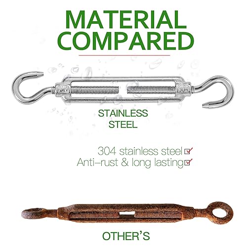 Miniatura 81 de Tensor de ojo y ojo M6, tensor de acero inoxidable 304 resistente tensión de cuerda de alambre 5 PC