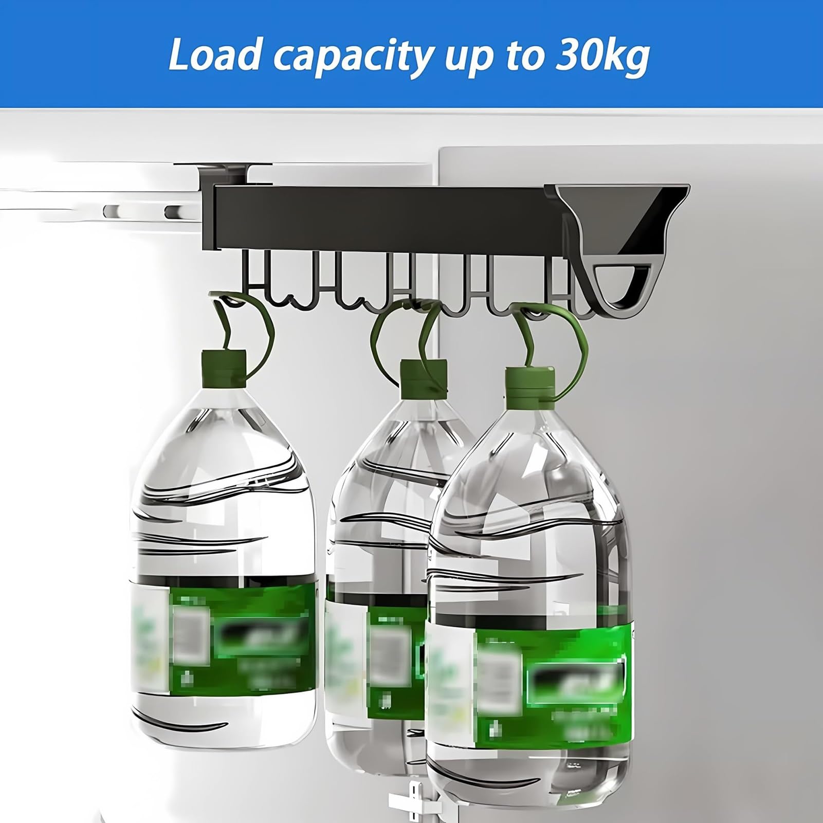 Scaffale portaoggetti multifunzione per garage, organizer scorrevole per scopa e scope, soluzione salvaspazio per casa e cucina, 41,1 cm, con 14 ganci