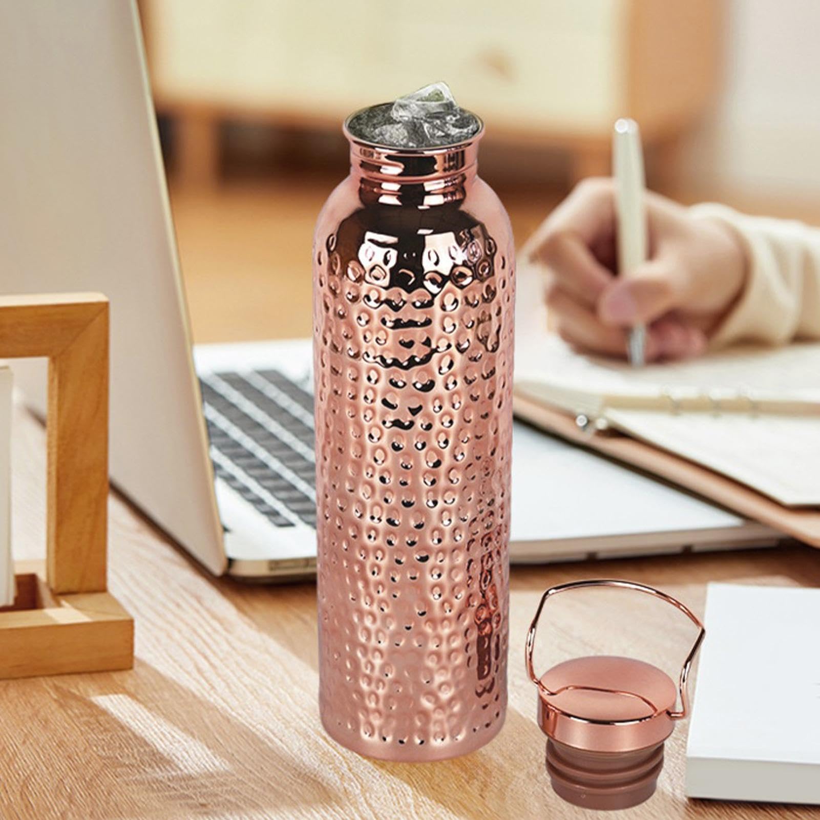 Genérico Vasos De Cobre,Cantimplora portátil aislada de 800 ml,Botella de cobre y acero inoxidable - para camping, senderismo, viajes, exterior, interior, hogar, casa, cocina, mujeres y hombres
