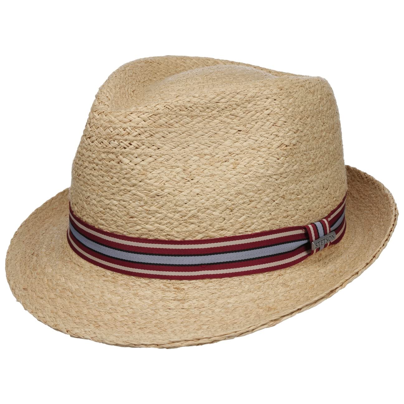 StetsonTerlaco Trilby Raffia Hat - Natural Coloured Hat Made of 100% Straw - Classic Straw Trilby with UV Protection 40 - For Men and Women - Spring/Summer