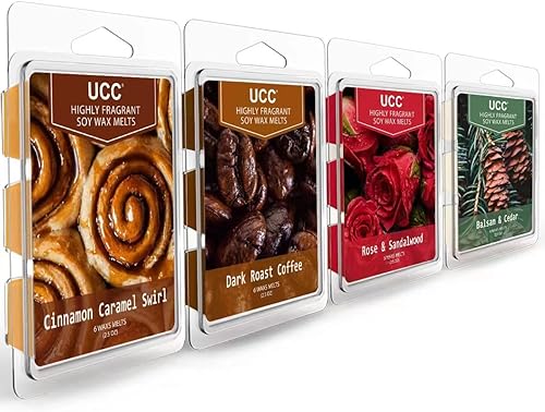 UCC Cera natural fundida a base de plantas, fragancia fuerte, cubos perfumados de soja prémium de larga duración, tartas de cera derretida, cera