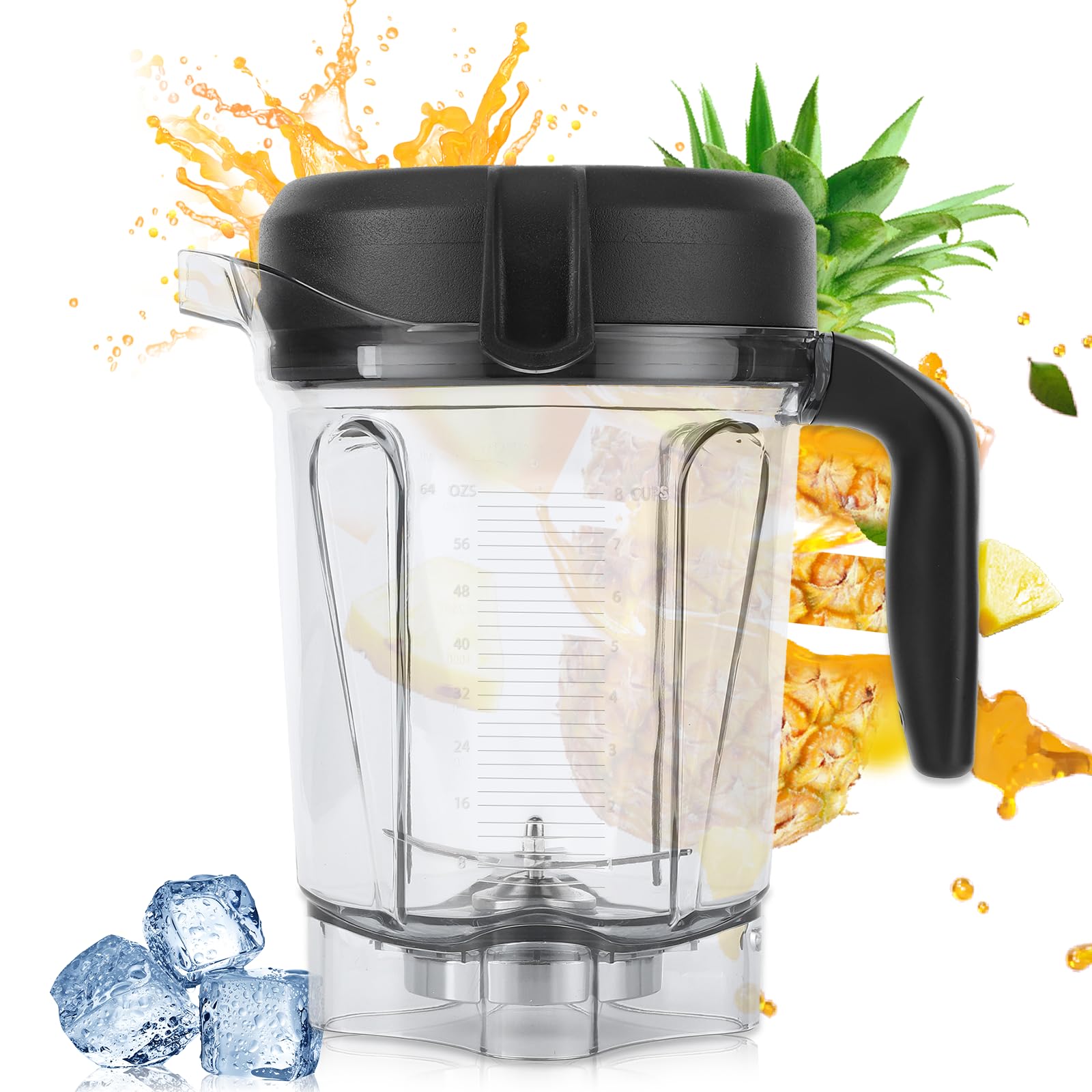 for Vitamix Blender Pitcher 64oz Low-Profile, Vitamix Jug Replacement Container with Blender Blade Assembly, Fit for vitamix Blender Classic C-Series 5200 6300 5000 5500 4200 4500 750 Blender Cup