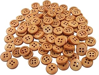 Wooden Buttons 1/2 Inch(12.5mm), 100 Pcs Brown Color Buttons DIY Crafts, Sewing Project, Scrapbooking Clothes Accessories