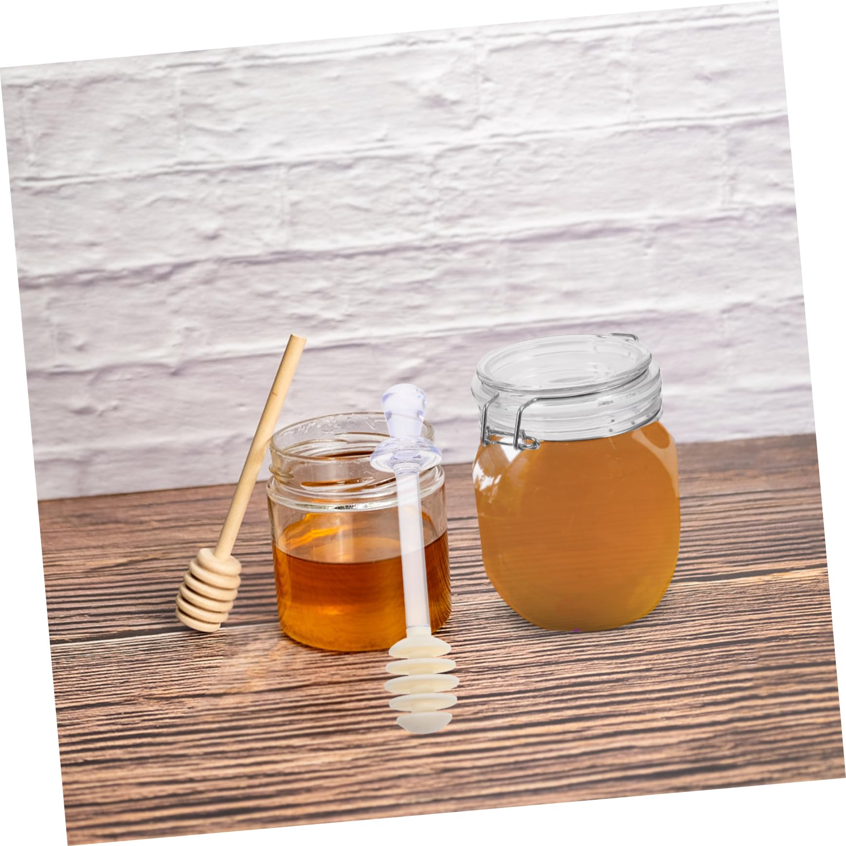 PRETYZOOM 1pc Plastic Honey Stick Practical Honey Stirring Spoon with Grooves for Dipping and More Selection Random Color