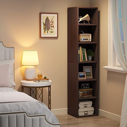 Miniatura 4 de LITTLE TREE Estantería estrecha de 70.9 pulgadas de alto, estantería esquinera de 6 niveles, organizador de almacenamiento para espacios pequeños,