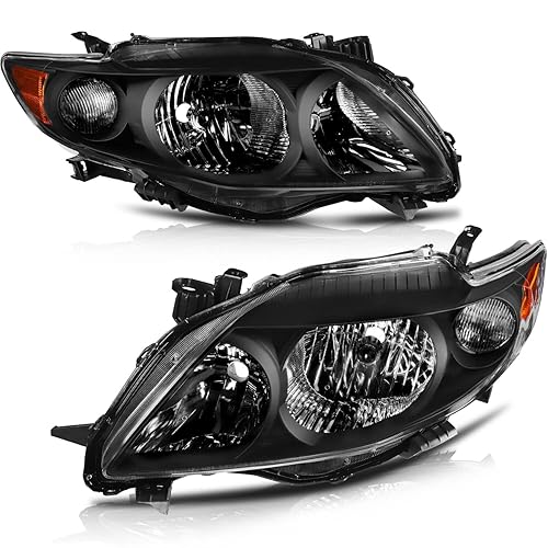 Headlight Assembly for Toyota Corolla 2009 2010 Black Housing Amber