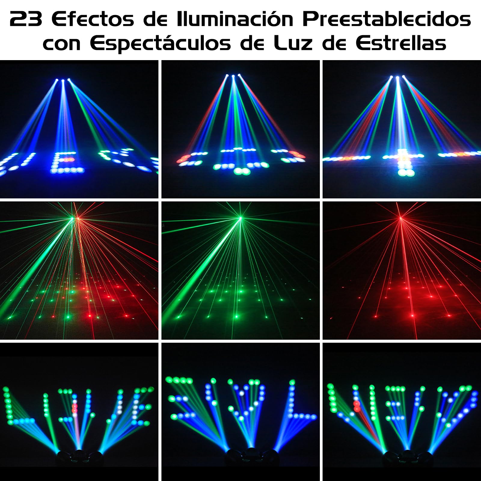 Lampada da Palco a 192 LED Luce da Festa, Luci da Discoteca con Effetti di Luci, Controllo Automatico/Sonoro/DMX/Faro Flash DJ con 23 Effetti di Luce, per Discoteca, Festa, Club, Palco, Bar