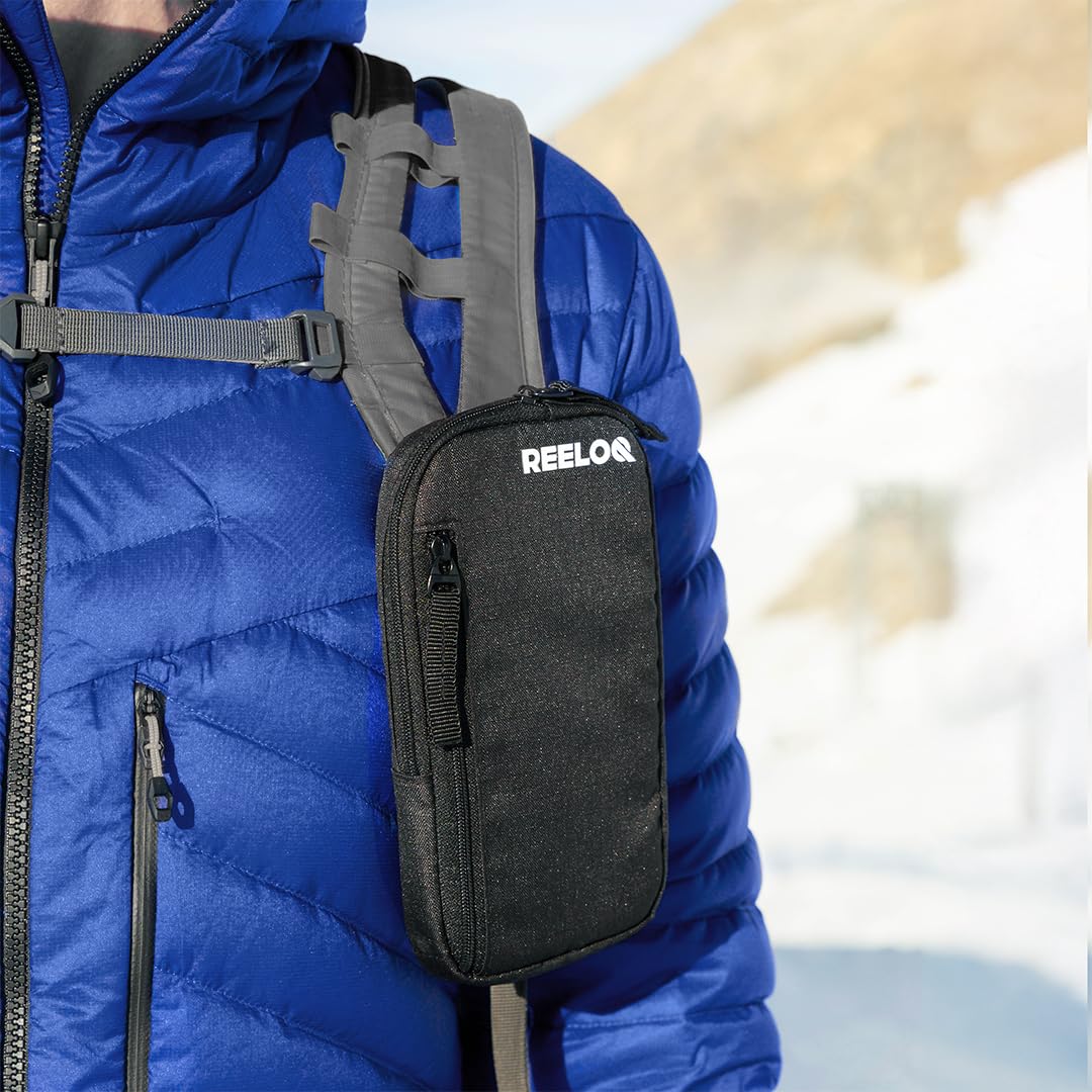 REELOQ Housse d'hiver pour téléphone portable - Pour sports de plein air - Se monte sur un sac à dos pour l'escalade, la randonnée, le cyclisme, le trekking - Noir - Facile à monter - Sac avec