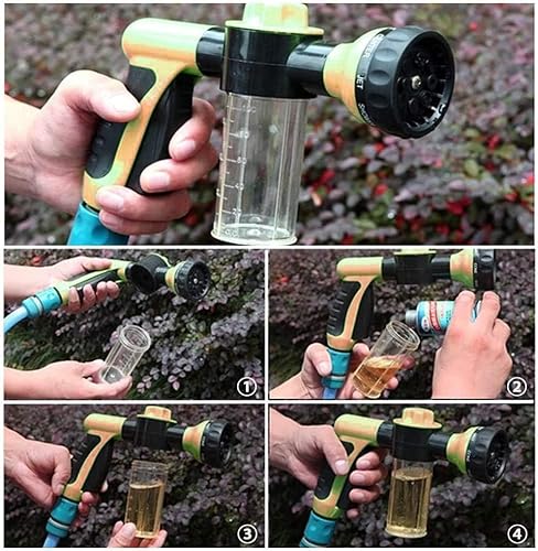 Miniatura 3 de Boquilla de manguera de jardín, boquilla de pulverización de manguera ajustable, alta presión, 8 patrones de riego con rociador de jabón de 3.5