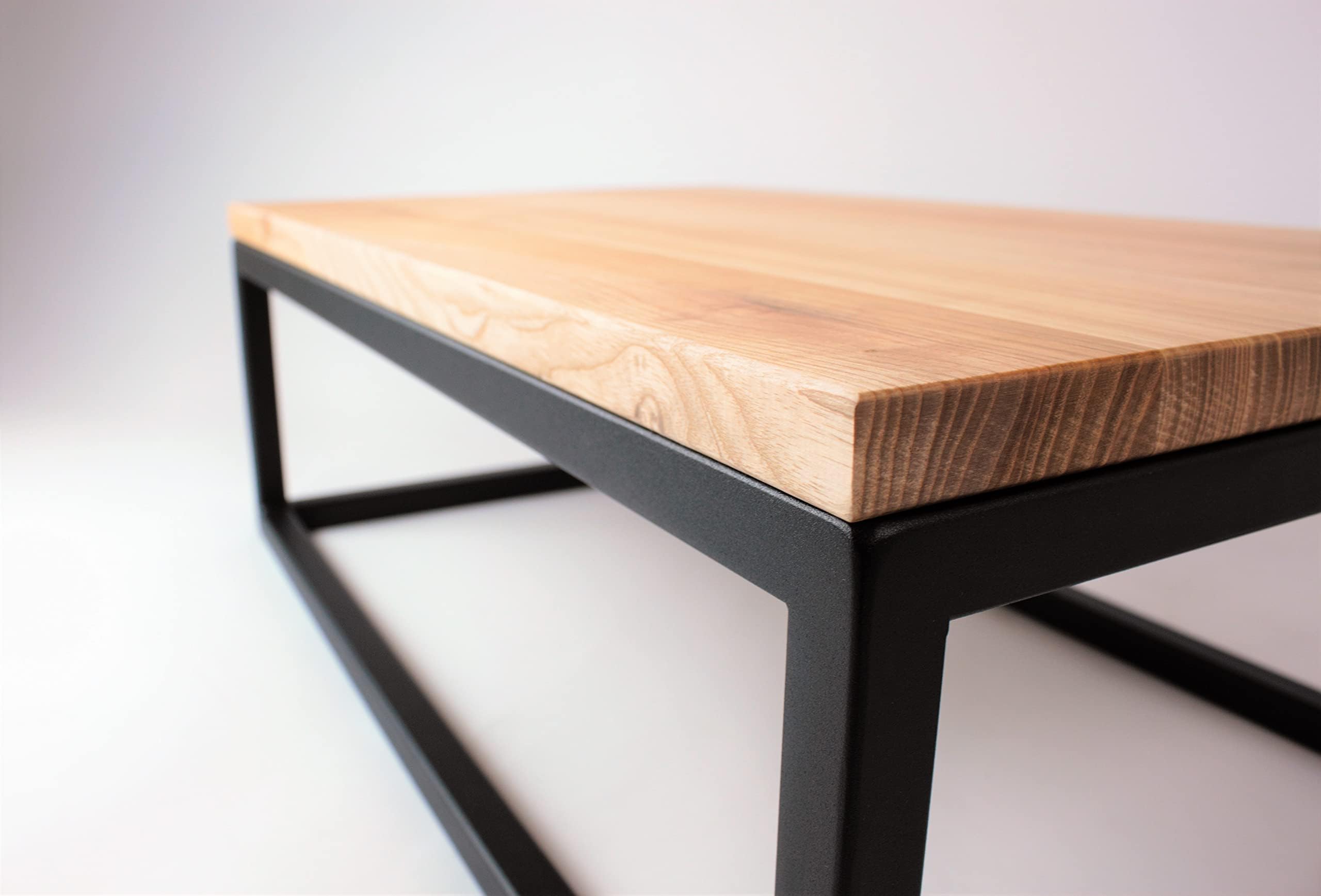 Eschenholz Waschtischplatte 60x45x22cm für Aufsatzwaschbecken - Massivholz Wandkonsole Schwarz, Waschbeckenunterschrank Hängend