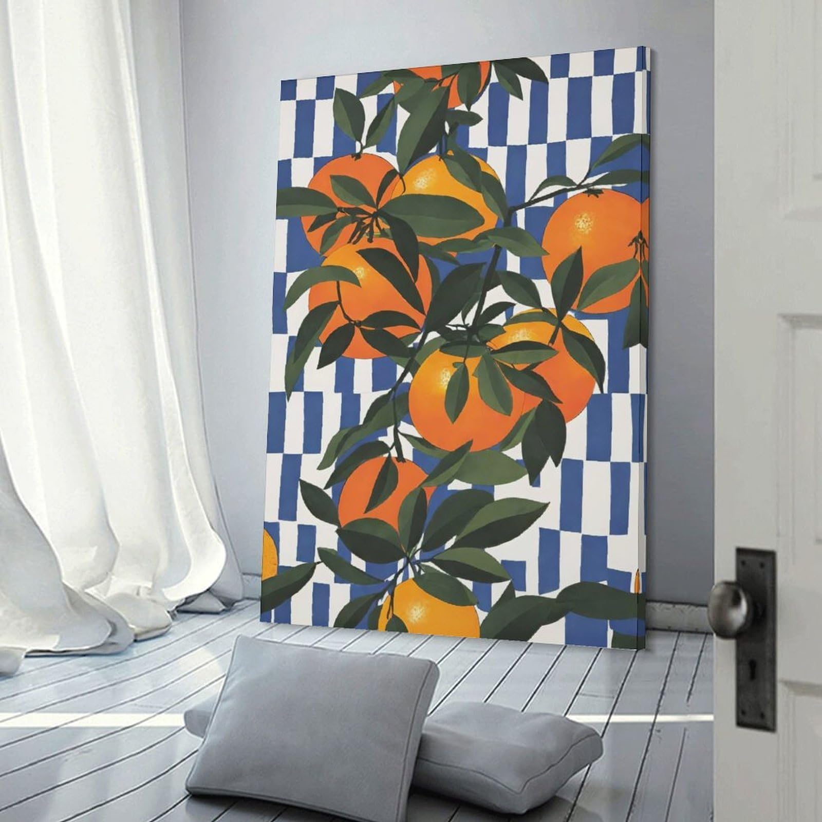 Junmoney Italian Watercolor Oranges Canvas Wall Decor, 24x36inch(60x90cm), for Apartment Walls, Studios Or Work Areas, Decorative Canvas Decor for Home Updates