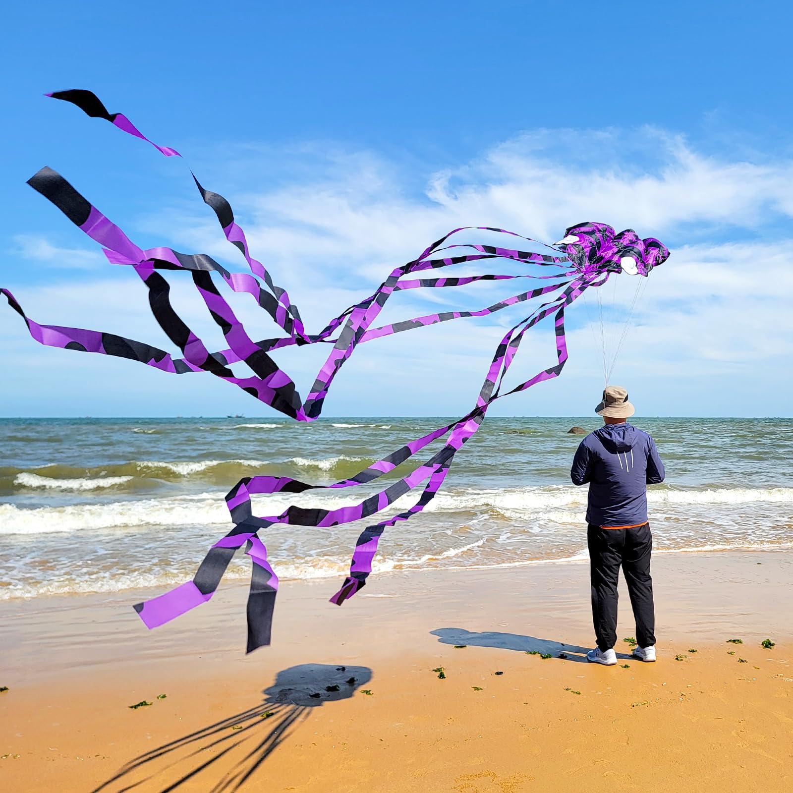 Mint's Colorful Life Octopus Kite for Kids and Adults, Large 3D Software Octopus Kites with Long Tails, Huge Easy Flyer Kites for Beach Trip Family Games and Activities