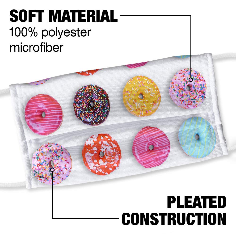 Popfunk Colorful Donut Pattern 1-Ply Reusable Face Mask Covering with Adjustable Nose Wire, Unisex