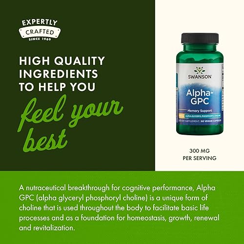 Miniatura 5 de Swanson Alpha-Gpc Alfa Glicerofosfocolina 300 miligramos 60 cápsulas vegetales