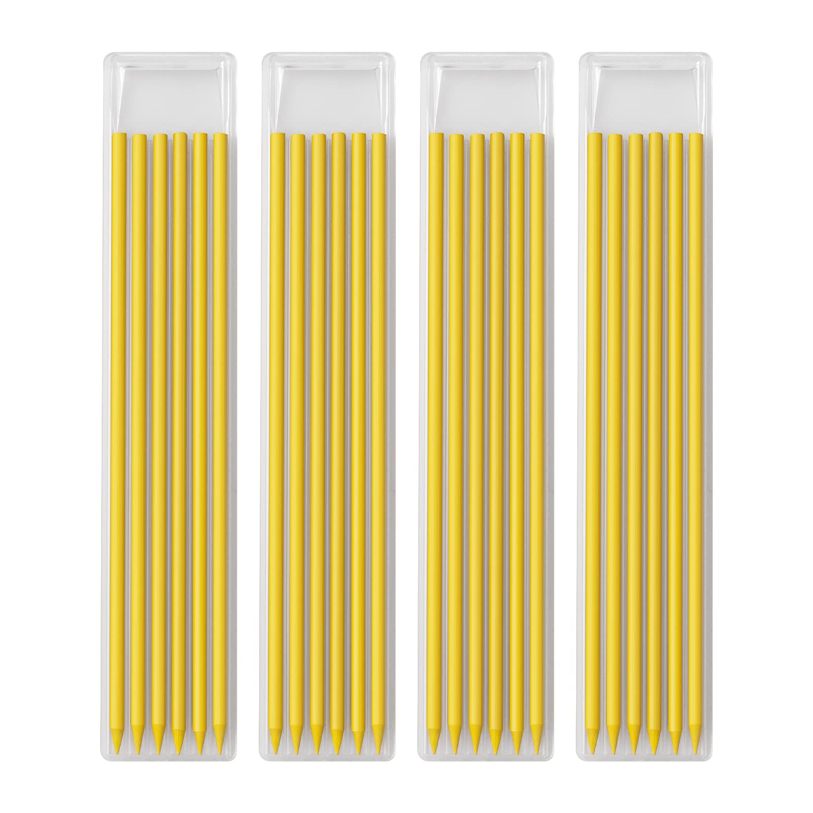 Gegong 24 Pieces 2.8 mm Diameter Solid Carpenter Pencil Set Pencil Refills for Carpenter Carpenter Marker Woodworking Mechanical Pencil (Yellow Refill